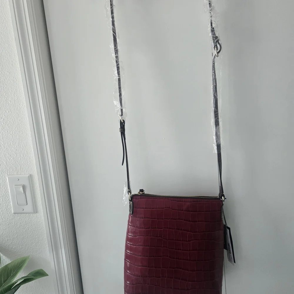 Dooney & Bourke Burgundy Croc Embossed Crossbody Bag - Picture 7 of 9